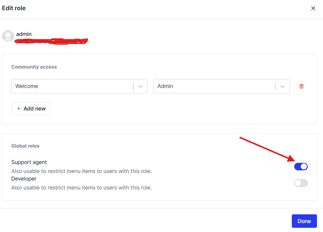 Enable the Support Agent option Enable the Support Agent option