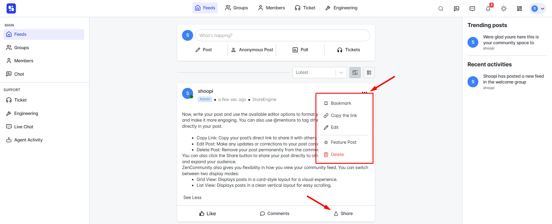 manage it from your community feed manage it from your community feed