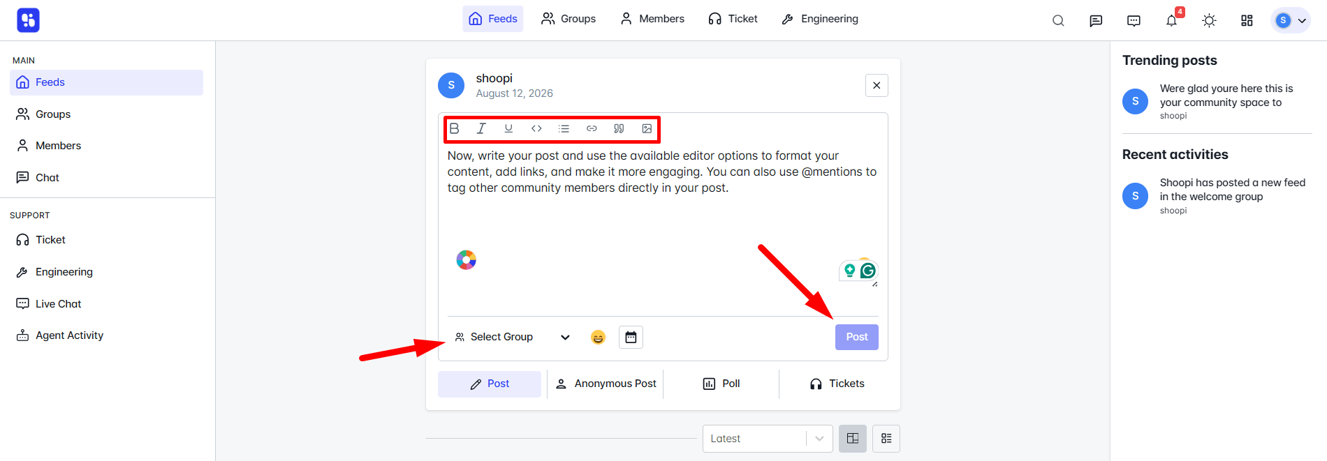 available editor options available editor options