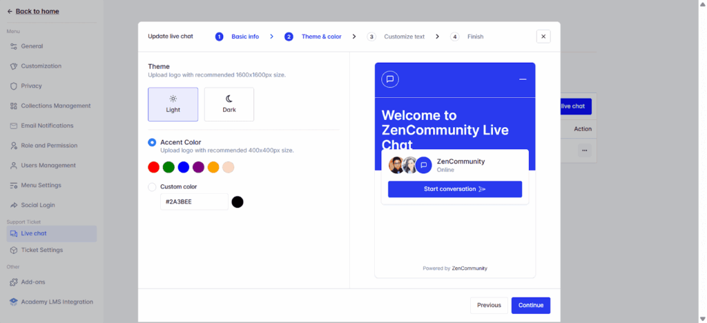 Customize Theme & Color