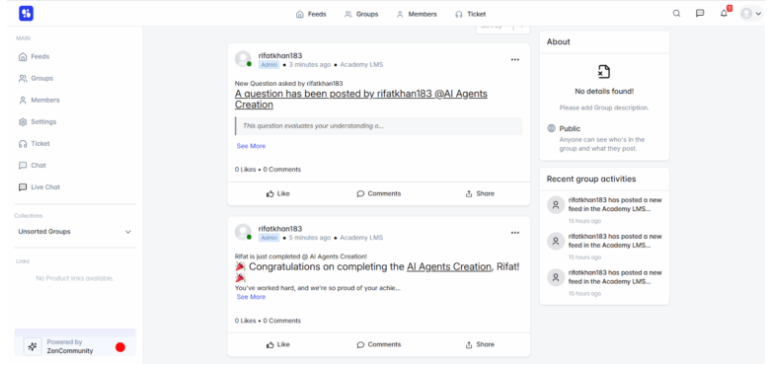 Academy LMS Group post