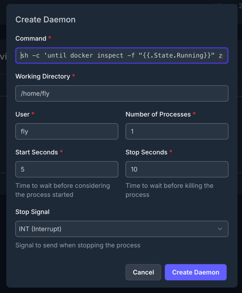 Create Daemon Command