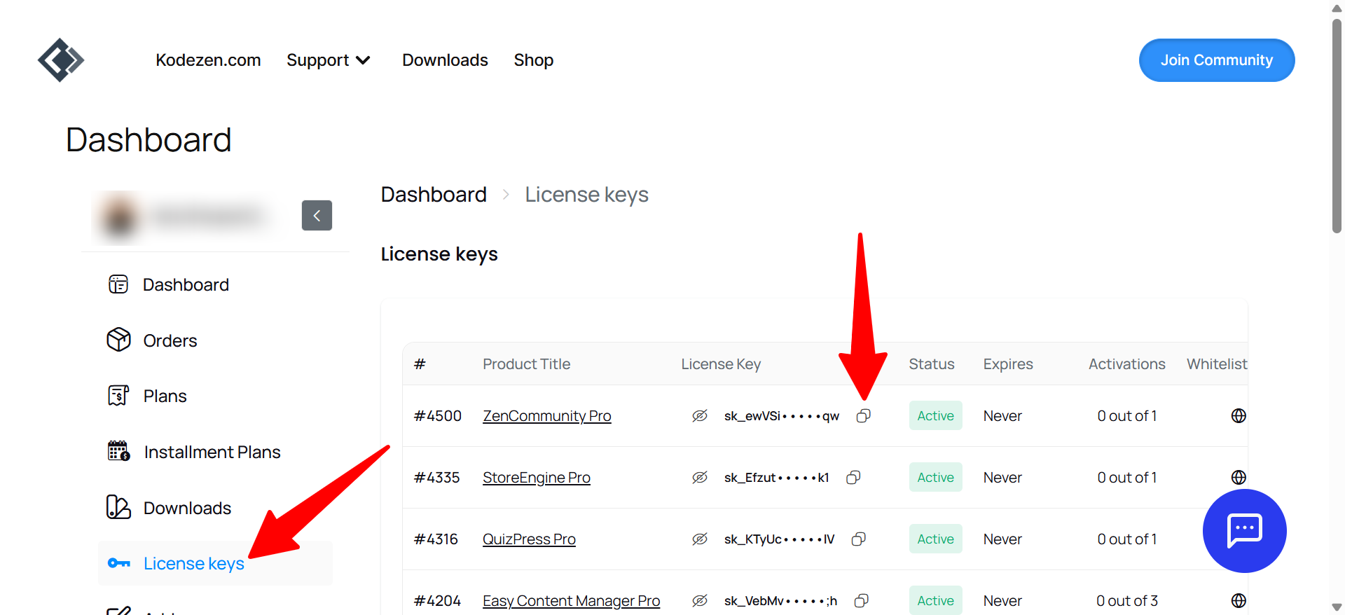 License key License key