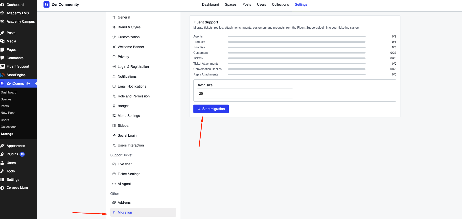 ZenCommunity migration settings ZenCommunity migration settings