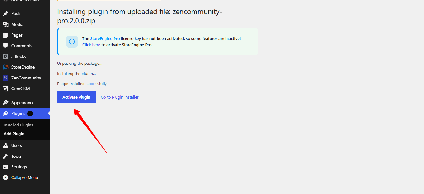 Activate Plugin Activate Plugin