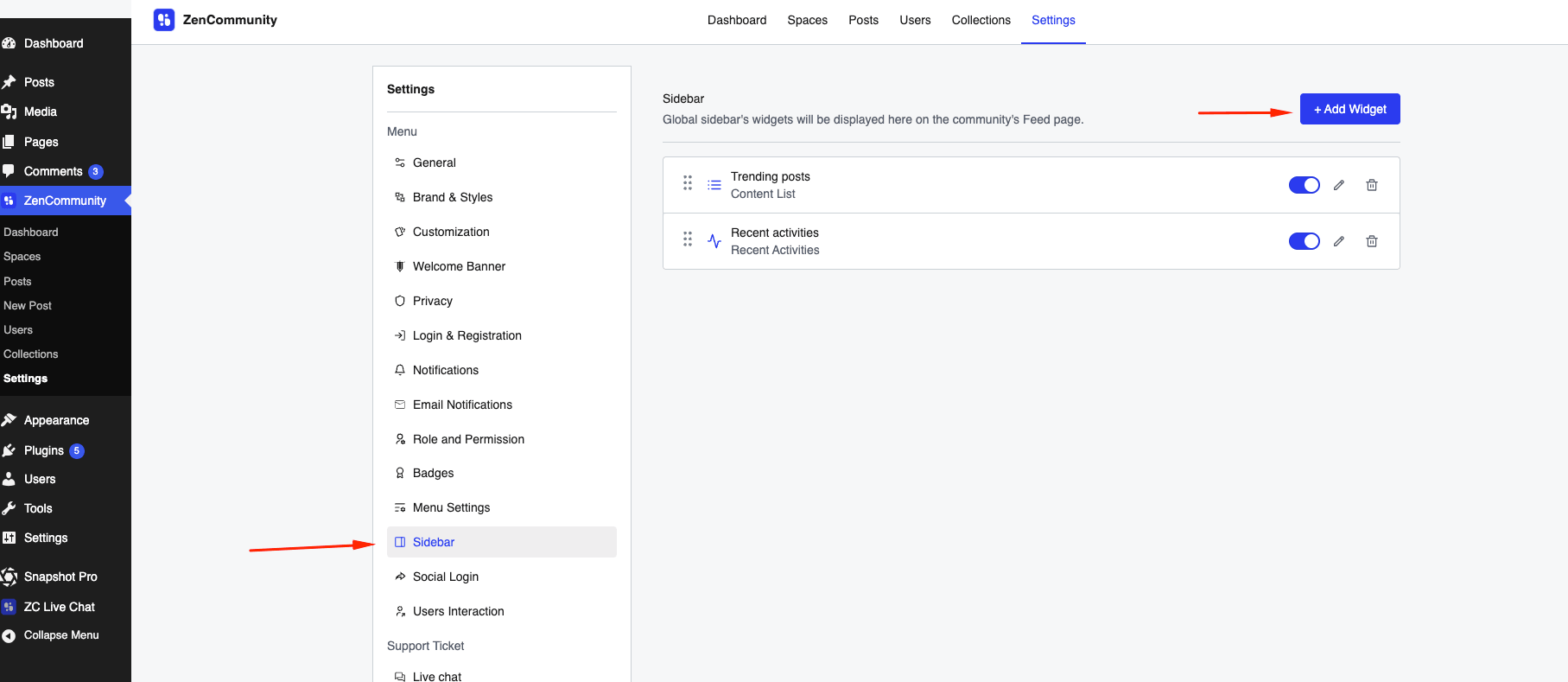 Sidebar Settings Sidebar Settings