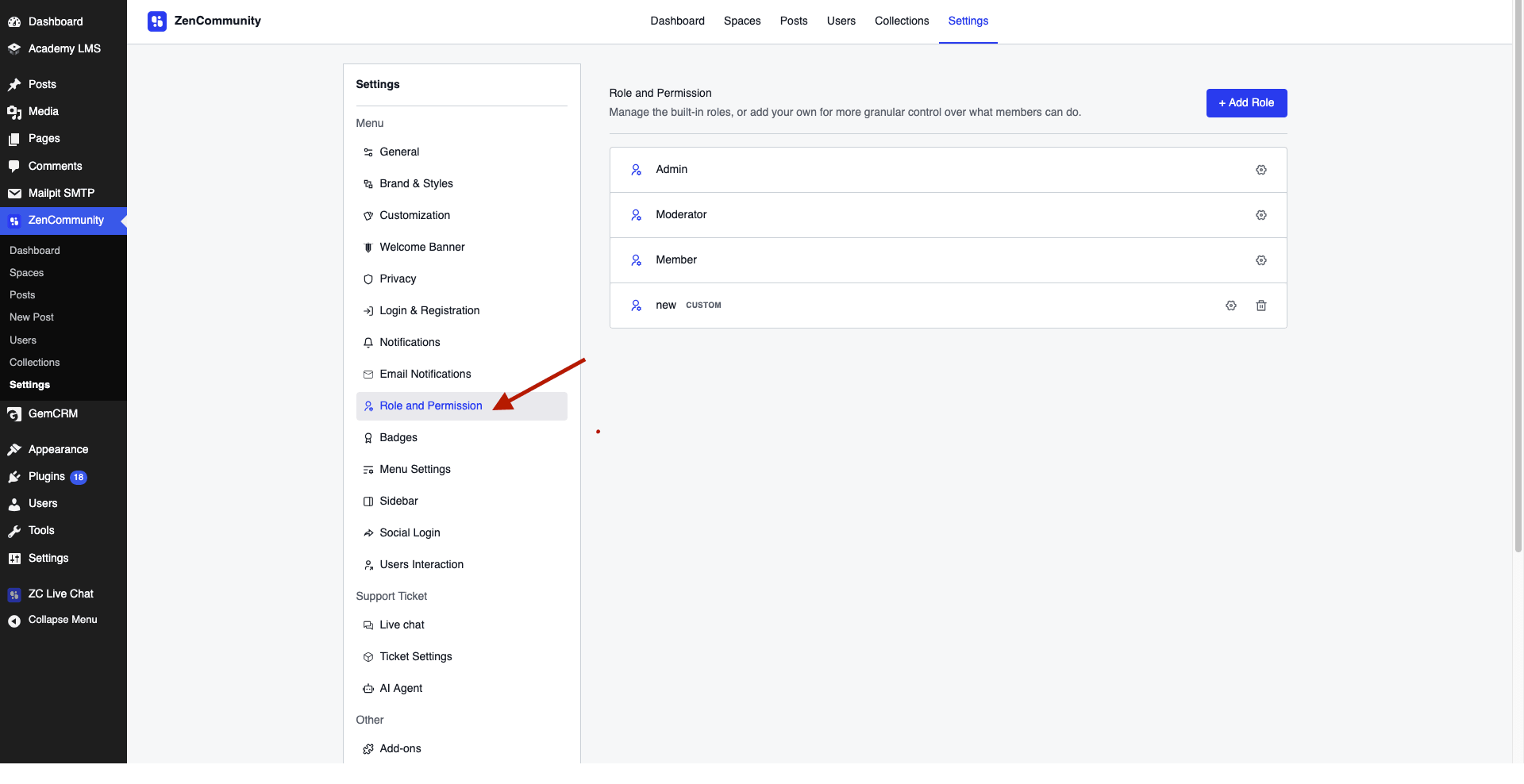 settings page with a red arrow.