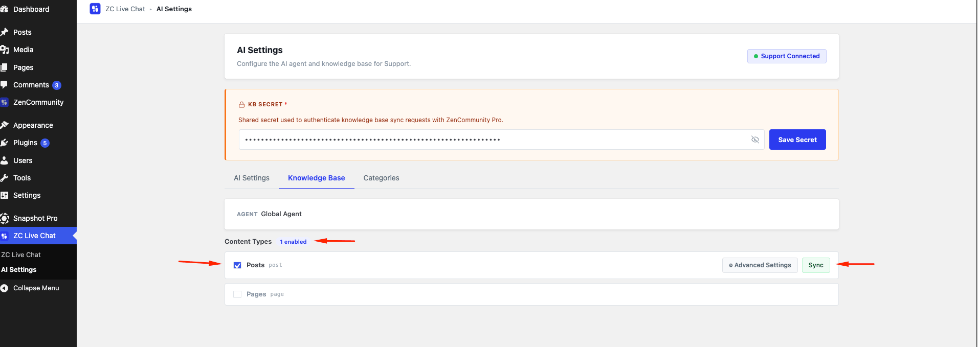 AI Knowledge Base Content Type Selection and Sync Settings AI Knowledge Base Content Type Selection and Sync Settings