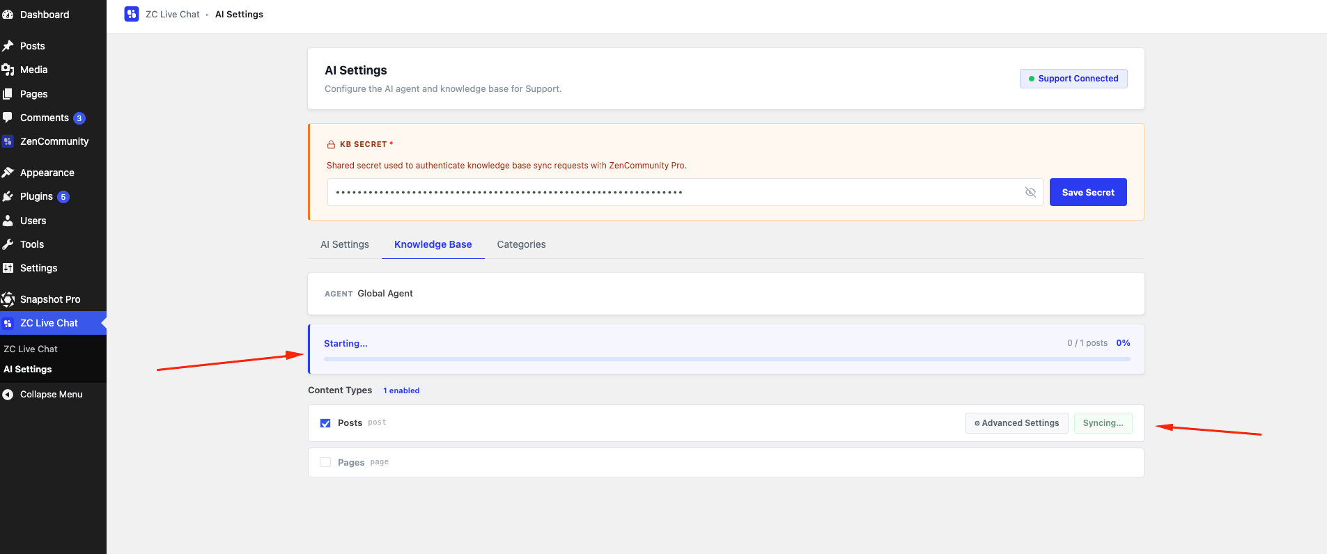 AI Knowledge Base Sync Progress Panel AI Knowledge Base Sync Progress Panel