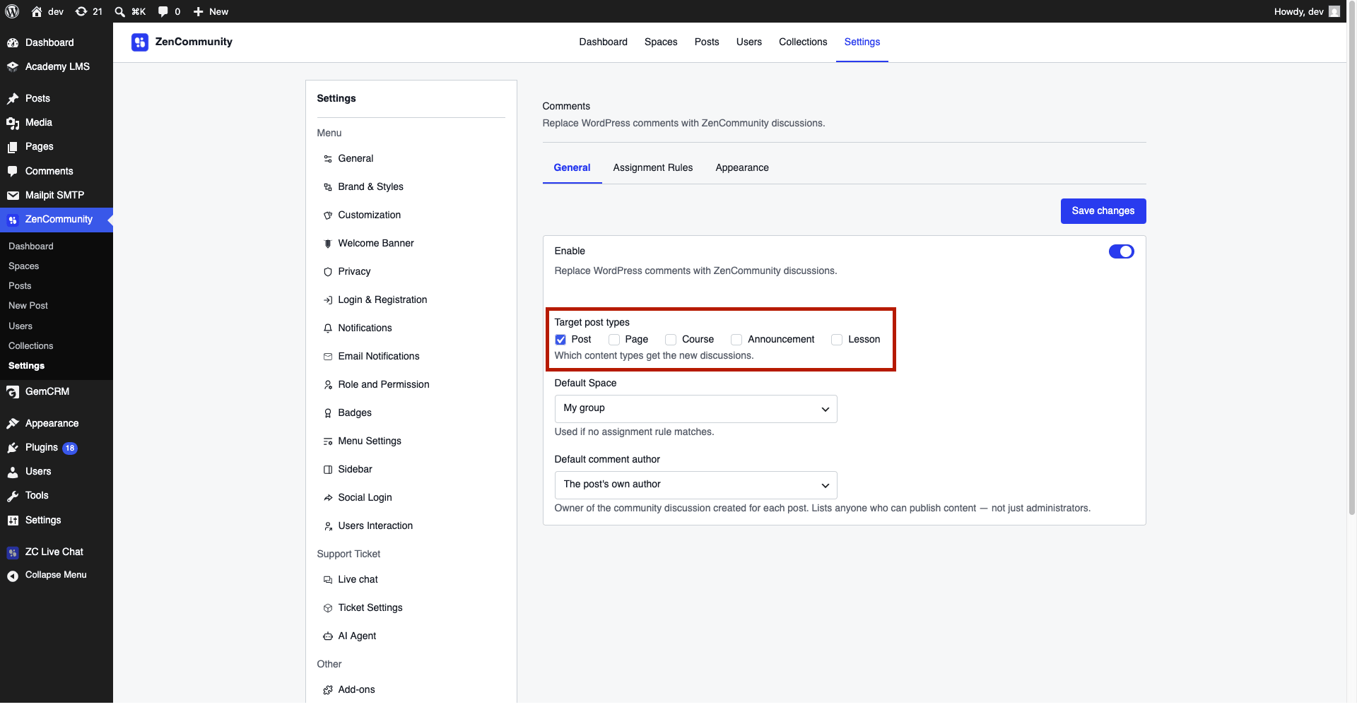 ZenCommunity Comments appearance settings for customizing discussion display on WordPress posts) ZenCommunity Comments appearance settings for customizing discussion display on WordPress posts